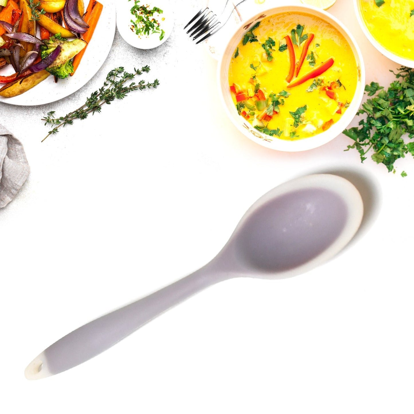 Multipurpose Silicone Spoon, Silicone Basting Spoon Non - Stick Kitchen Utensils Household Gadgets Heat - Resistant Non Stick Spoons Kitchen Cookware Items For Cooking and Baking (1 pc) - infinityexculsivestore.com