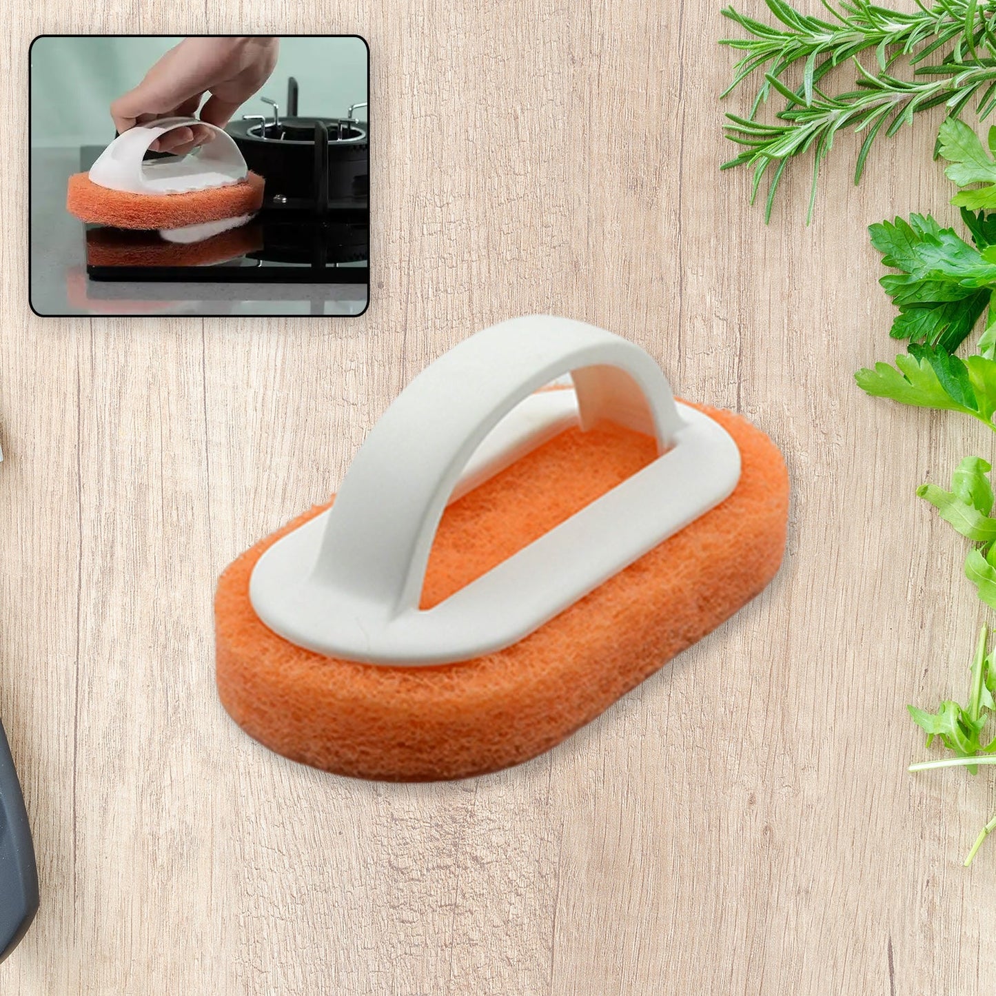 Sponge Kitchen Pot Brush With Handle Reusable And Washable Eraser Cleaner Removal Tool Sink Pot Dish Scrubber Bathroom Decontamination Cleaning Brush Glass Stove Top Cleaners Daily (1 Pc) - infinityexculsivestore.com