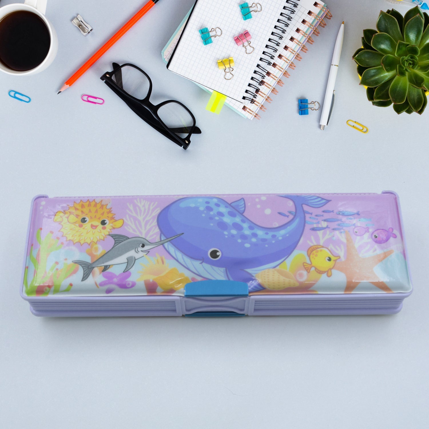 Multipurpose Compass Box, Plastic Double Deck Pencil Case with 2 Compartments, Supplies Utility Box Storage Organizer, Pencil Box for School, Cartoon Printed Pencil Case for Kids, Birthday Gift for Girls & Boys - infinityexculsivestore.com