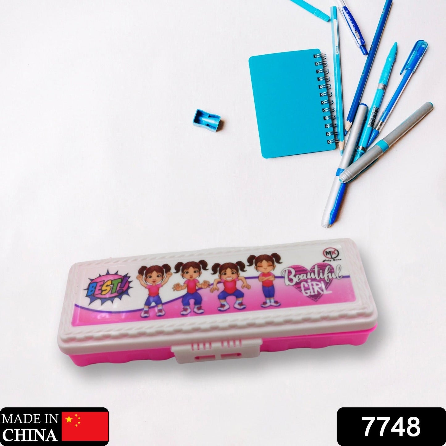 Multipurpose Compass Box, Plastic Double Deck Pencil Case with 2 Compartments, Supplies Utility Box Storage Organizer, Pencil Box for School, Cartoon Printed Pencil Case for Kids, Birthday Gift for Girls & Boys - infinityexculsivestore.com
