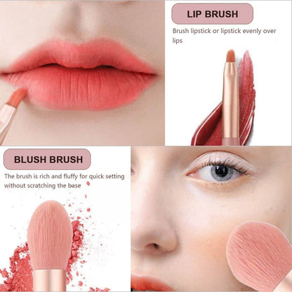 8 PCS Mini Makeup Brush Set with Case, Portable Foundation Brush Kit Travel, Premium Synthetic Bristles Cosmetic Brush Set for Powder Blending Blush Eyeshadow Lipstick (Mix Color 8 Pcs Set) - infinityexculsivestore.com