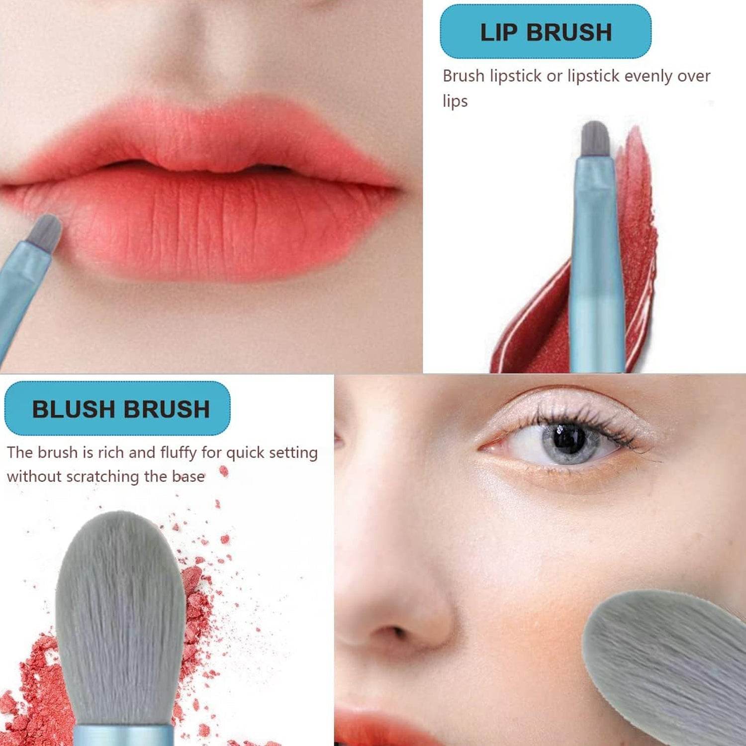 8 PCS Mini Makeup Brush Set with Case, Portable Foundation Brush Kit Travel, Premium Synthetic Bristles Cosmetic Brush Set for Powder Blending Blush Eyeshadow Lipstick (Mix Color 8 Pcs Set) - infinityexculsivestore.com