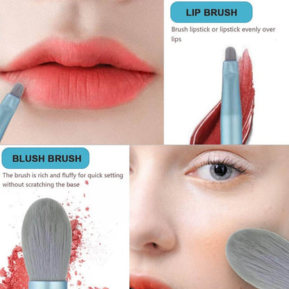 8 PCS Mini Makeup Brush Set with Case, Portable Foundation Brush Kit Travel, Premium Synthetic Bristles Cosmetic Brush Set for Powder Blending Blush Eyeshadow Lipstick (Mix Color 8 Pcs Set) - infinityexculsivestore.com