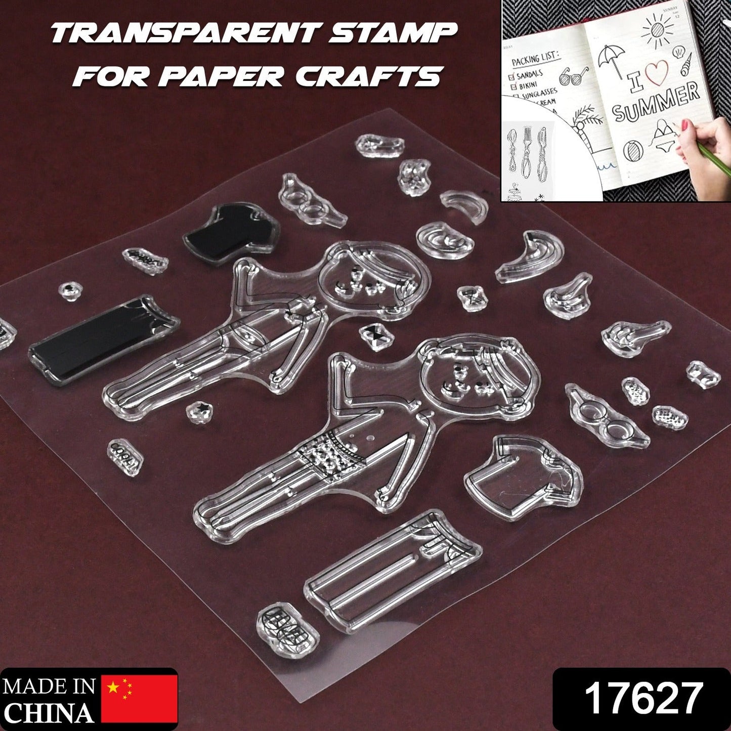 Reusable Rubber Stamp, TPR Stamp DIY Accessories Good Stamping Effect DIY Transparent Stamp Stick Repeatedly for Envelope for Diary for Invitation Letter Photo Album Decoration for Paper Crafts (Mix Design / 1 Set) - infinityexculsivestore.com
