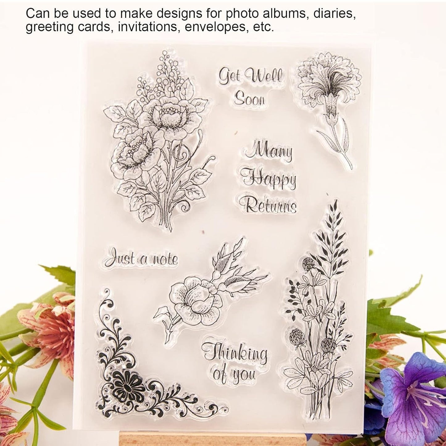 Reusable Rubber Stamp, TPR Stamp DIY Accessories Good Stamping Effect DIY Transparent Stamp Stick Repeatedly for Envelope for Diary for Invitation Letter Photo Album Decoration for Paper Crafts (Mix Design / 1 Set) - infinityexculsivestore.com