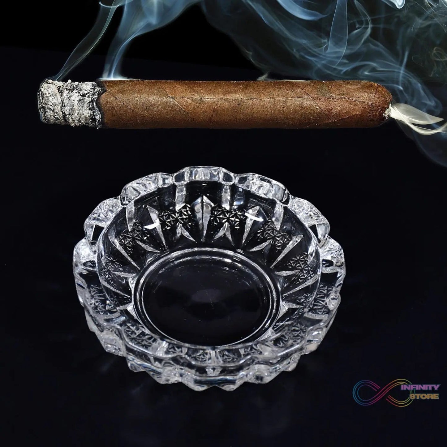 paricutin Glass Crystal Quality Cigar Cigarette Ashtray Round Tabletop for Home Office Indoor Outdoor Home Decor - infinityexculsivestore.com