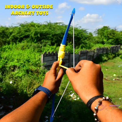 Plastic Archery Bow and Arrow Toy Set with single knife and 3pc Arrow and Target Board, - infinityexculsivestore.com