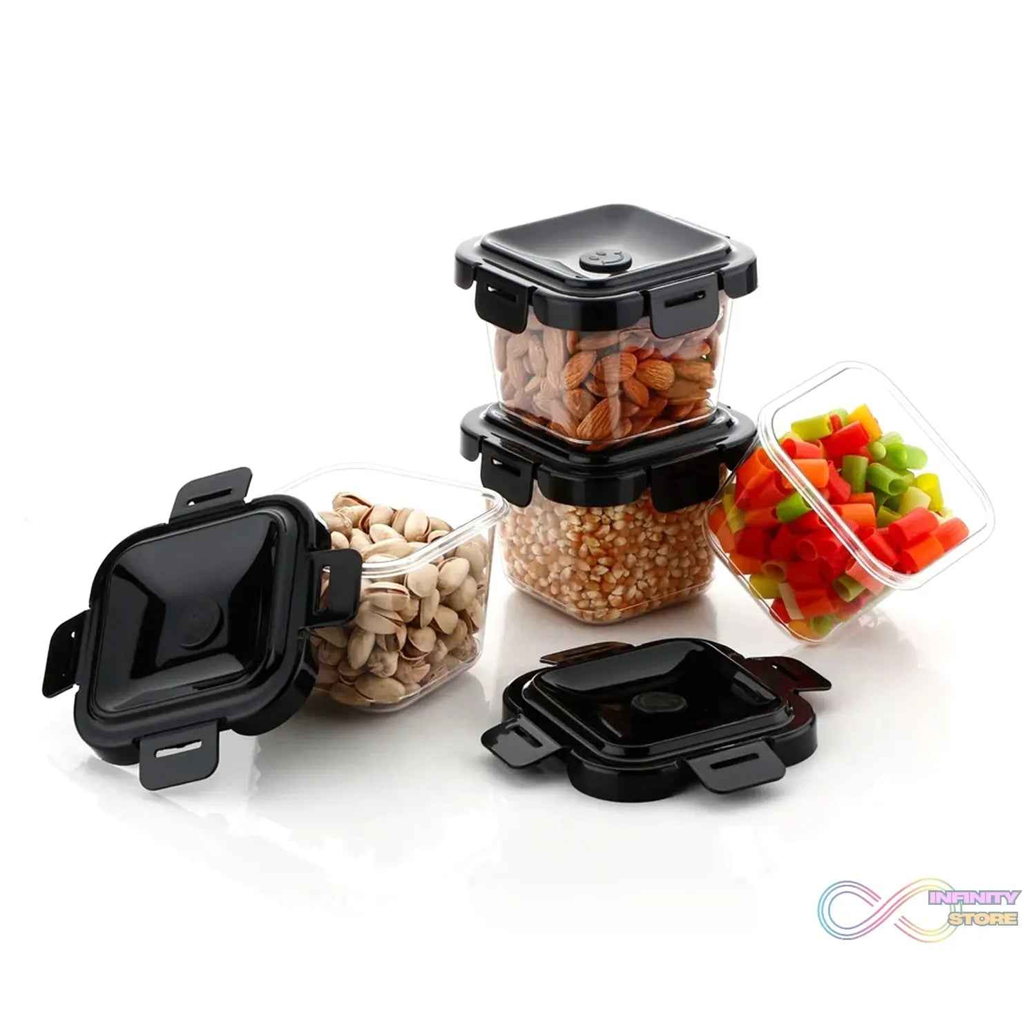 Plastic Food Storage Containers with Lid (4 Pcs Set / 500 ML) - infinityexculsivestore.com