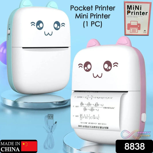 Pocket Mini Printer, Mobile Phone Bluetooth Connection Wireless Mini Thermal Printer with Android or iOS APP for Pictures, Portable Smart Printer,Contains 1 Rolls Thermal Paper, with Fast Paper Output for Photo Image - infinityexculsivestore.com