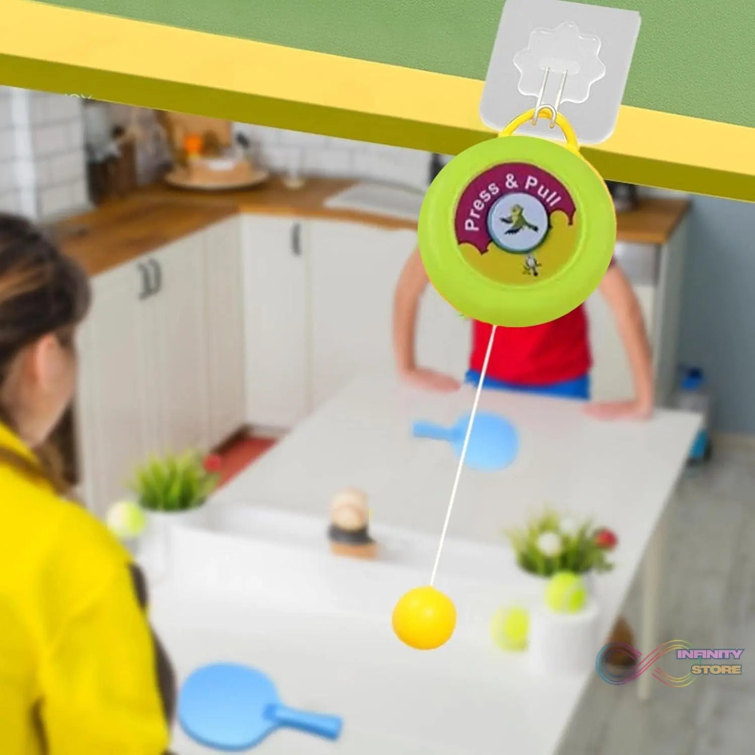 Portable Indoor Hanging Table Tennis with Three Ball, Table Tennis Self Training Set - infinityexculsivestore.com