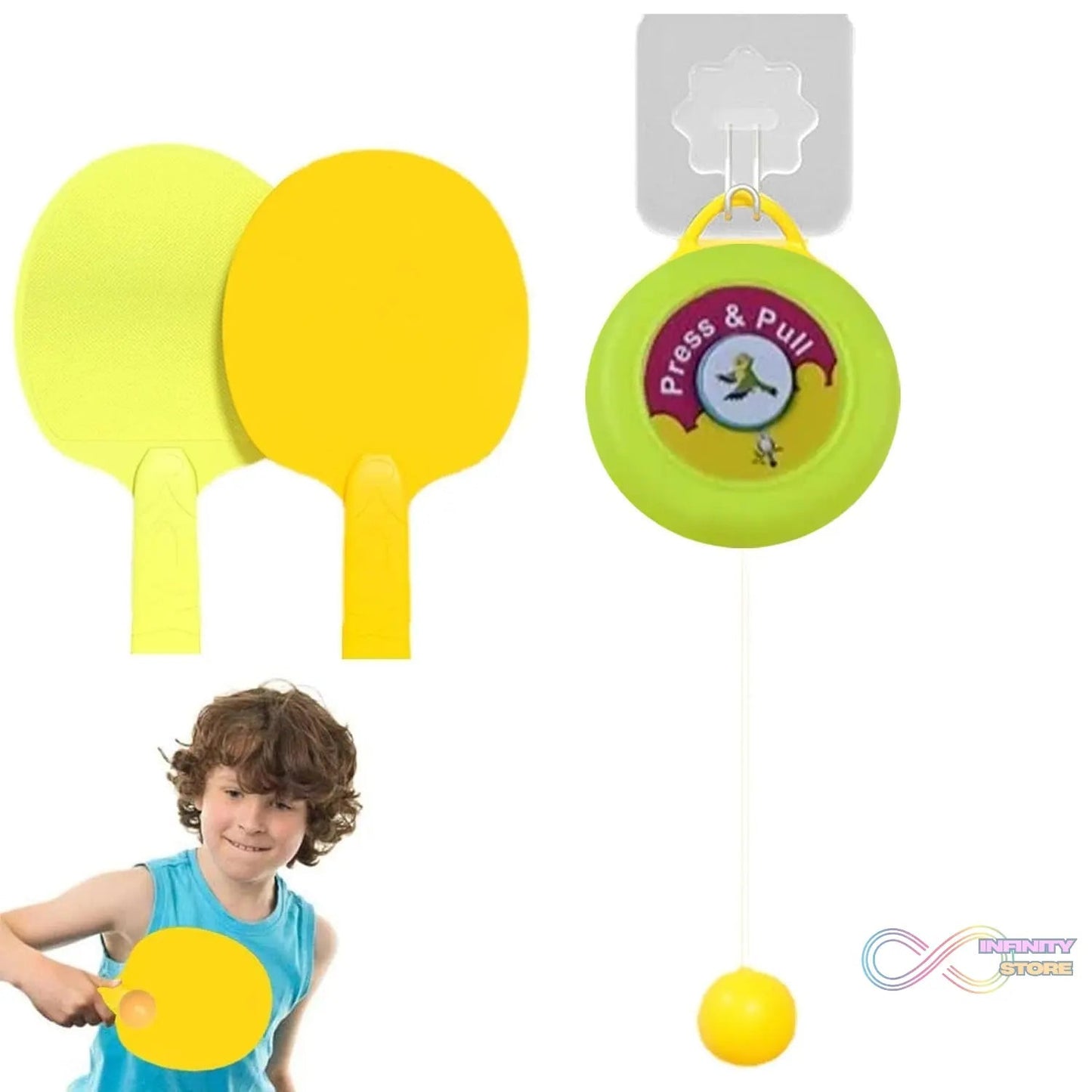 Portable Indoor Hanging Table Tennis with Three Ball, Table Tennis Self Training Set - infinityexculsivestore.com