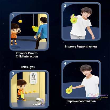 Portable Indoor Hanging Table Tennis with Three Ball, Table Tennis Self Training Set - infinityexculsivestore.com