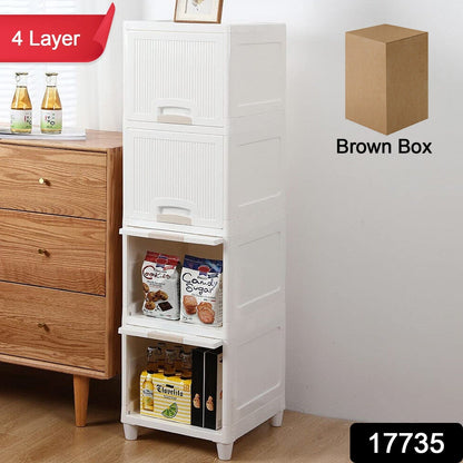 Multipurpose Storage Cabinet, Storage Solutions plastic drawers || Multi Layer Wardrobe Storage Drawers || Foldable Multipurpose Drawer Units For Kitchen, Bathroom, Bedroom, Cloth (4 Layer) - infinityexculsivestore.com