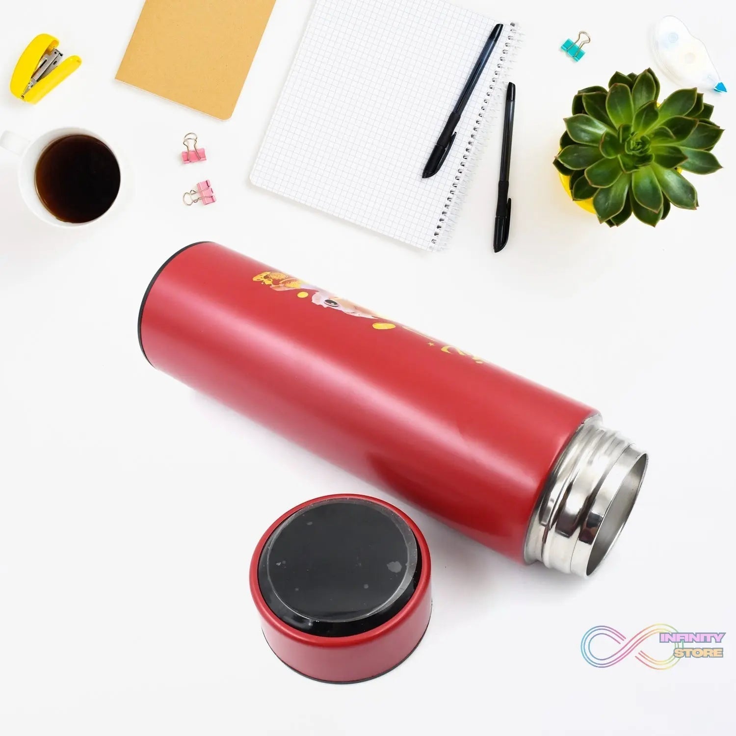 Printed Smart Vacuum Insulated Water Bottle with LED Temperature Display (1 Pc / 500 ML Approx / Multicolor) - infinityexculsivestore.com