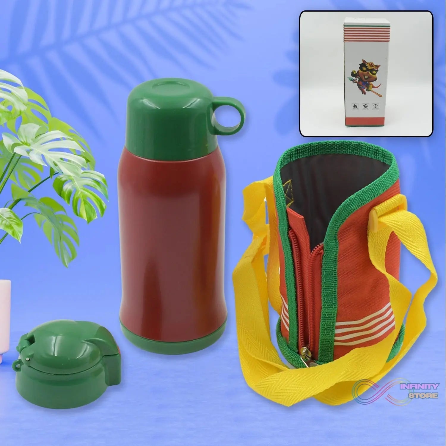 Premium Stainless Steel Insulated Sipper Bottle Print Water FlaskCartoon Vacuum Hot Cold For Kids / Travelling Water Bottle for Kids with Pop up Straw, Double Wall Thermos with Straw & Bottle Zippe Cover For office/Gym/School (550 ML) - infinityexculsivestore.com