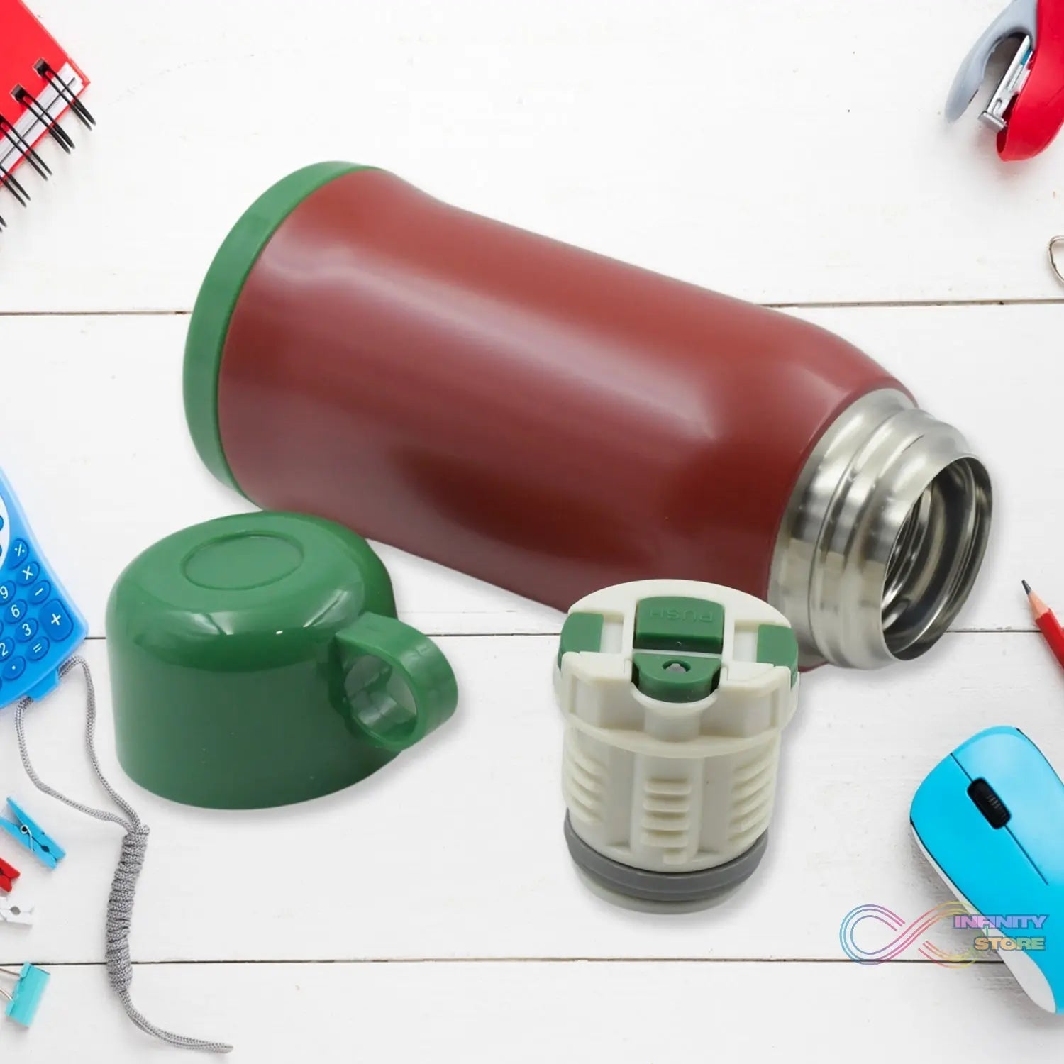 Premium Stainless Steel Insulated Sipper Bottle Print Water FlaskCartoon Vacuum Hot Cold For Kids / Travelling Water Bottle for Kids with Pop up Straw, Double Wall Thermos with Straw & Bottle Zippe Cover For office/Gym/School (550 ML) - infinityexculsivestore.com