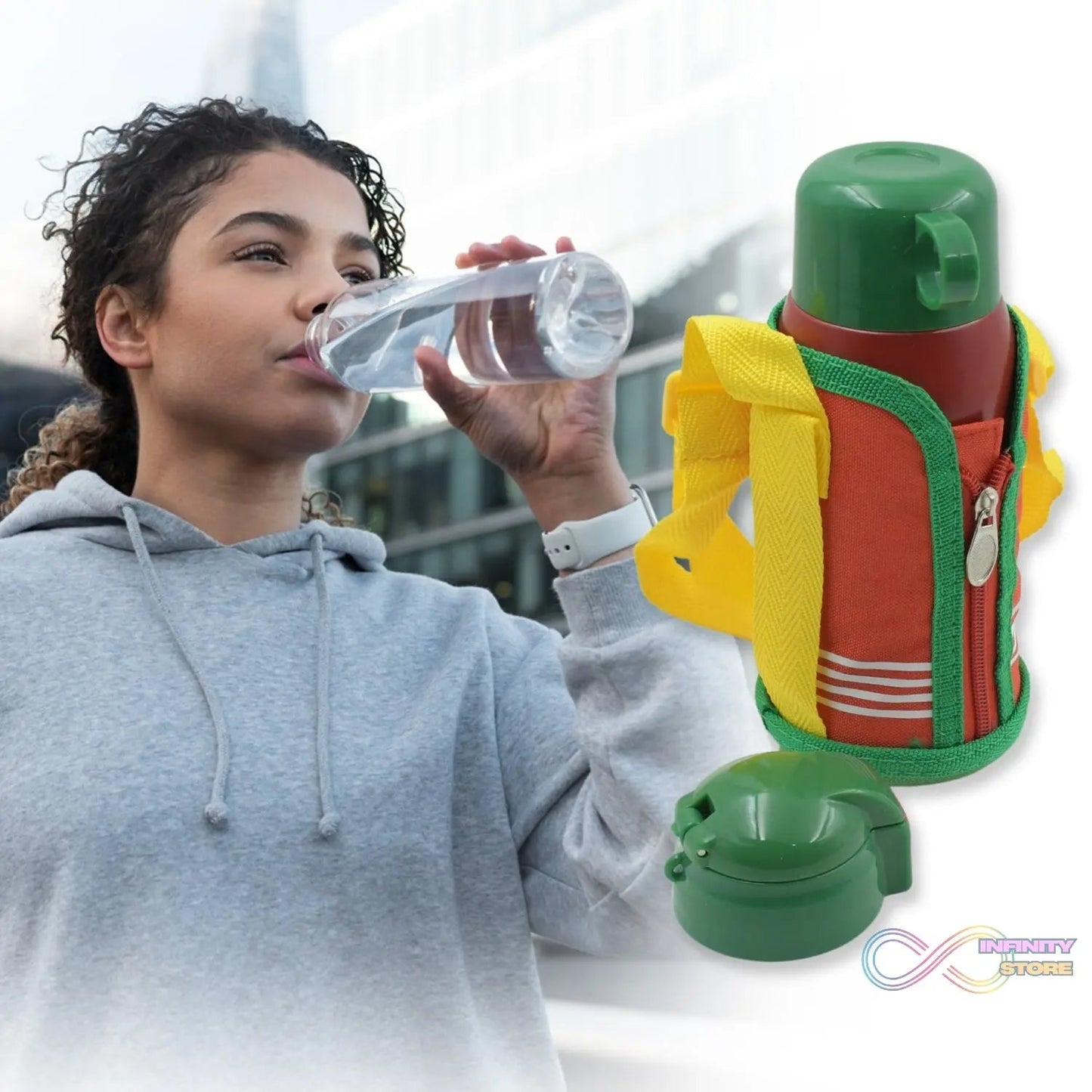 Premium Stainless Steel Insulated Sipper Bottle Print Water FlaskCartoon Vacuum Hot Cold For Kids / Travelling Water Bottle for Kids with Pop up Straw, Double Wall Thermos with Straw & Bottle Zippe Cover For office/Gym/School (550 ML) - infinityexculsivestore.com