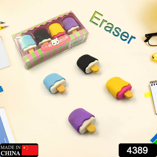 Cone / Donut / Lolipop / Ice cream / Eraser for Girls & Boys / Eraser for School B'Day Return Gift Party Doughnut Lollipop Ice Cream Theme Shape Erasers Set for Kids Educational Stationary kit, School Supplies (1 Set 4 Pc) - infinityexculsivestore.com