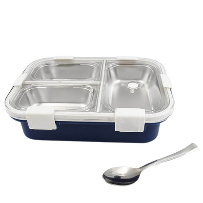 3 Compartment Transparent Stainless Steel Lunch Box for Kids, Tiffin Box, Lunch Box, Lunch Box for Kids, Insulated Lunch Box, Lunch Box for Office Women and Men, Stainless Steel Tiffin Box for Boys, Girls, School Office (Multi Color) - infinityexculsivestore.com