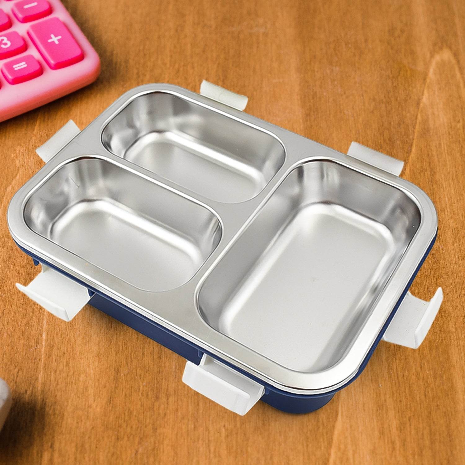 3 Compartment Transparent Stainless Steel Lunch Box for Kids, Tiffin Box, Lunch Box, Lunch Box for Kids, Insulated Lunch Box, Lunch Box for Office Women and Men, Stainless Steel Tiffin Box for Boys, Girls, School Office (Multi Color) - infinityexculsivestore.com