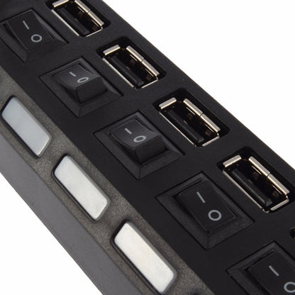 USB Splitter Multi Port USB 2.0 Hub, 7 Port with Independent On/Off Switch and LED Indicators USB A Port Data Hub, Suitable for PC Computer Keyboard Laptop Mobile HDD, Flash Drive Etc - infinityexculsivestore.com