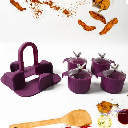 Multipurpose Silver Sparrow, Jar Dry fruit Set, for Home and Kitchen Airtight Dry Fruit Plastic Storage Container Tray Set With Lid & 4 Serving Jar Container for Sweets, Chips, Cookies | (4 Pc Set) - infinityexculsivestore.com