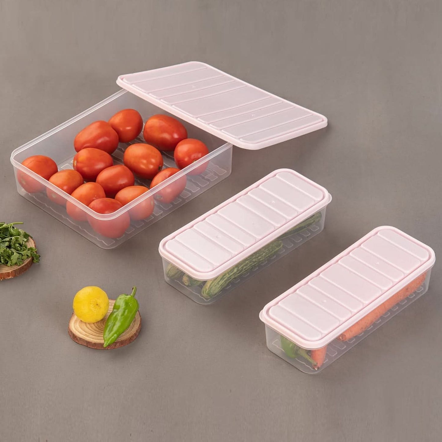 Plastic Food Storage Container for Fridge, fridge storage boxes with Lid Stackable Fridge Storage Containers freeze organizer items and storage, vegetable storage box for fridge, (3 Pcs set) - infinityexculsivestore.com