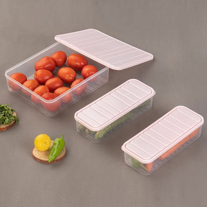 Plastic Food Storage Container for Fridge, fridge storage boxes with Lid Stackable Fridge Storage Containers freeze organizer items and storage, vegetable storage box for fridge, (3 Pcs set) - infinityexculsivestore.com