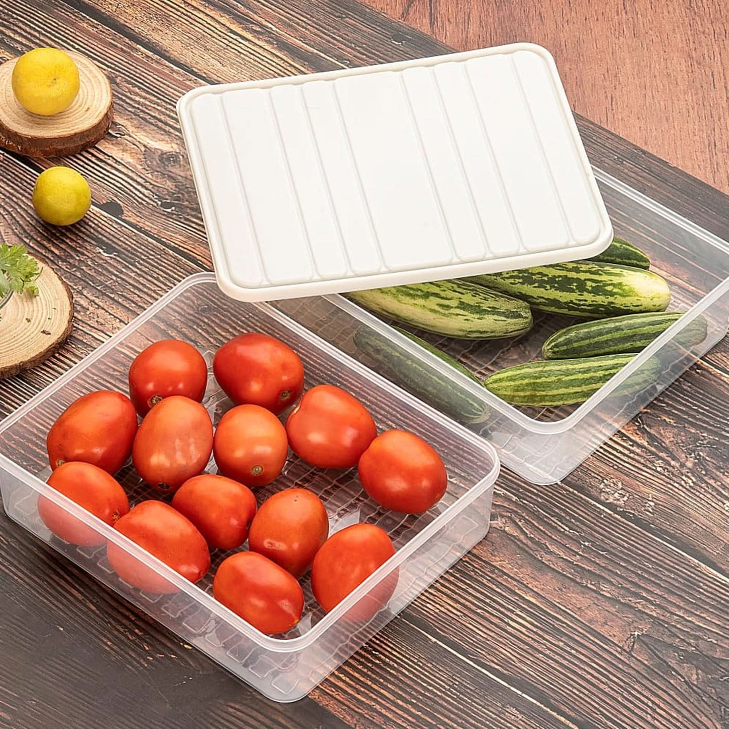 Plastic Food Storage Container for Fridge, fridge storage boxes with Lid Stackable Fridge Storage Containers freeze organizer items and storage, vegetable storage box for fridge, (3 Pcs set) - infinityexculsivestore.com