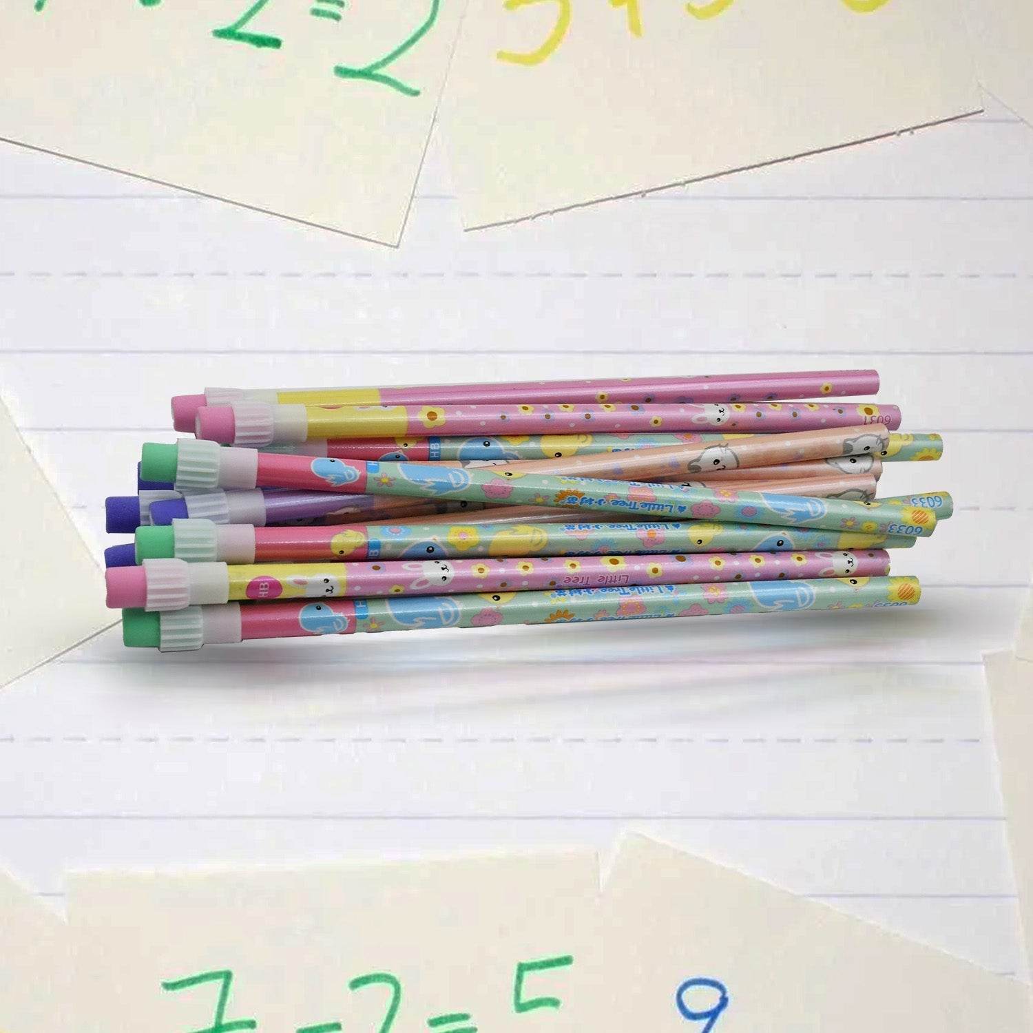 Cute Rabbit Bear Drawing Graphite Writing Pencil Set with Pencil Sharpener & Eraser, Pencil and Eraser Set with Eraser for Kids, for Girls, Fancy School Stationary, Birthday Party Return Gift (14 Pc Set) - infinityexculsivestore.com