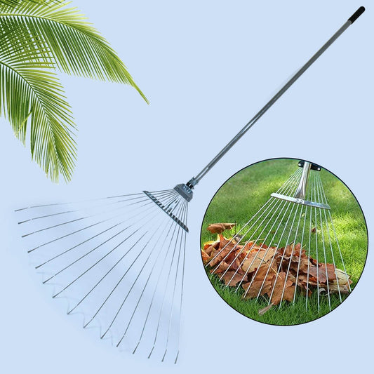 115-152 CM Rake for Gardening, Stainless Steel Telescopic Garden Rake for Quick Clean Up of Lawn and Yard, Adjustable Rake Claws Spacing Garden Broom with Long Handle for Clean Leaves (MOQ :- 12 pc) - infinityexculsivestore.com