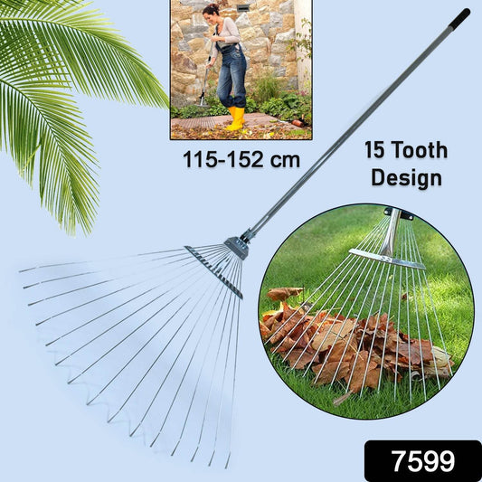 115-152 CM Rake for Gardening, Stainless Steel Telescopic Garden Rake for Quick Clean Up of Lawn and Yard, Adjustable Rake Claws Spacing Garden Broom with Long Handle for Clean Leaves (MOQ :- 12 pc) - infinityexculsivestore.com