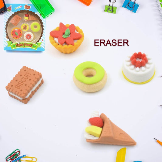 3D Fast Food Fancy & Stylish Colorful Erasers, Mini Eraser Creative Cute Novelty Eraser for Children Different Designs Eraser Set for Return Gift, Birthday Party, School Prize, Fast Food Set Eraser ( 5 pc Set ) - infinityexculsivestore.com