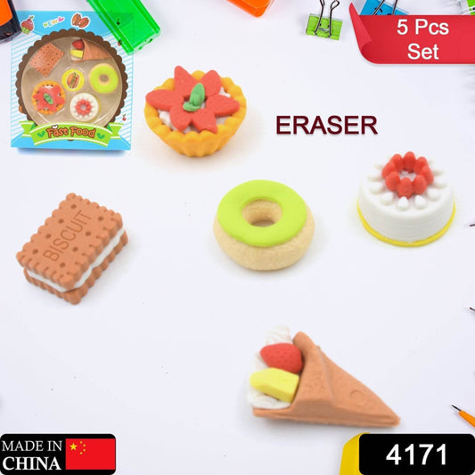 3D Fast Food Fancy & Stylish Colorful Erasers, Mini Eraser Creative Cute Novelty Eraser for Children Different Designs Eraser Set for Return Gift, Birthday Party, School Prize, Fast Food Set Eraser ( 5 pc Set ) - infinityexculsivestore.com