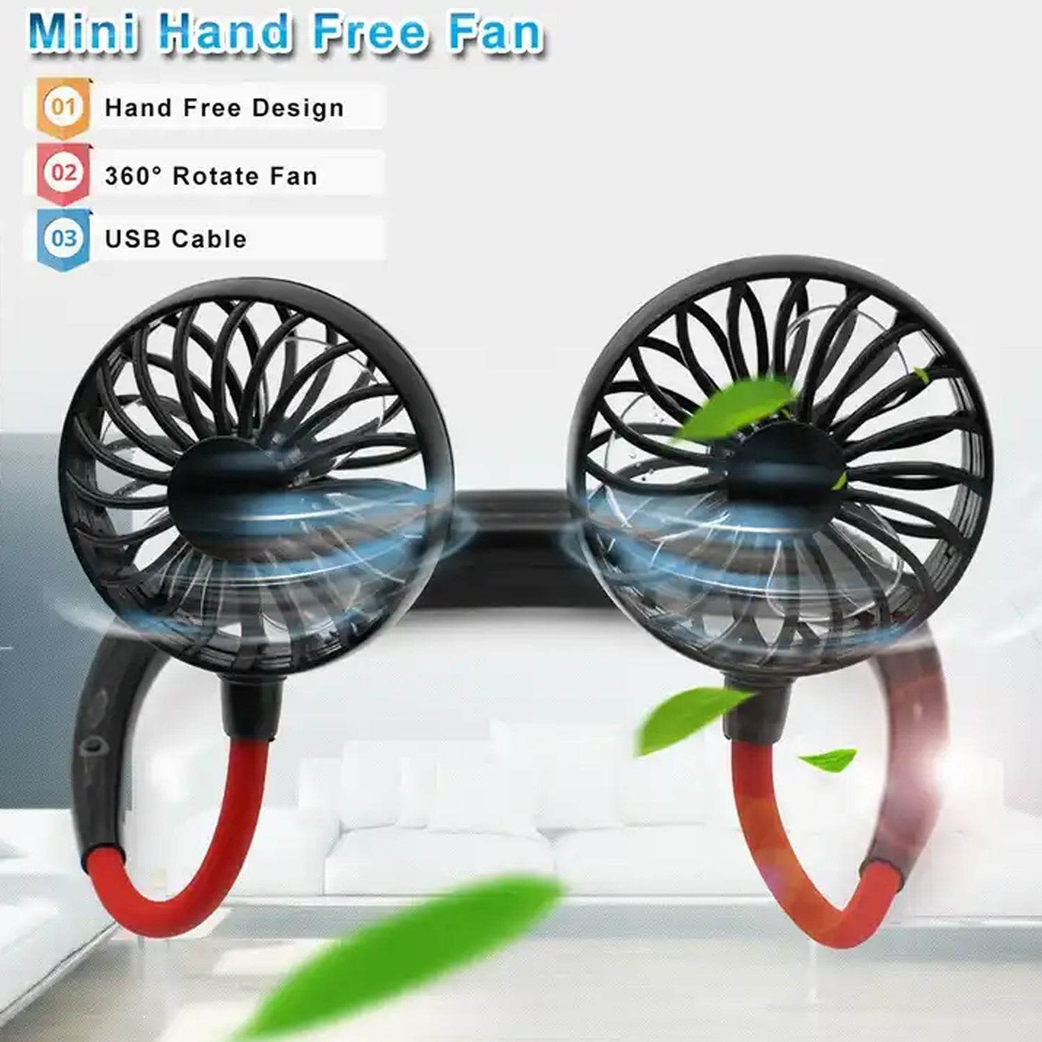 Hand Free Personal Fan - Portable USB Battery Rechargeable With Battery Comaprtment Mini Fan - Headphone Design Wearable Neckband Fan Necklance Fan Cooler Fan for Home, Sport, Camping, Beach, Travel, Office (Battery Not Included) - infinityexculsivestore.com