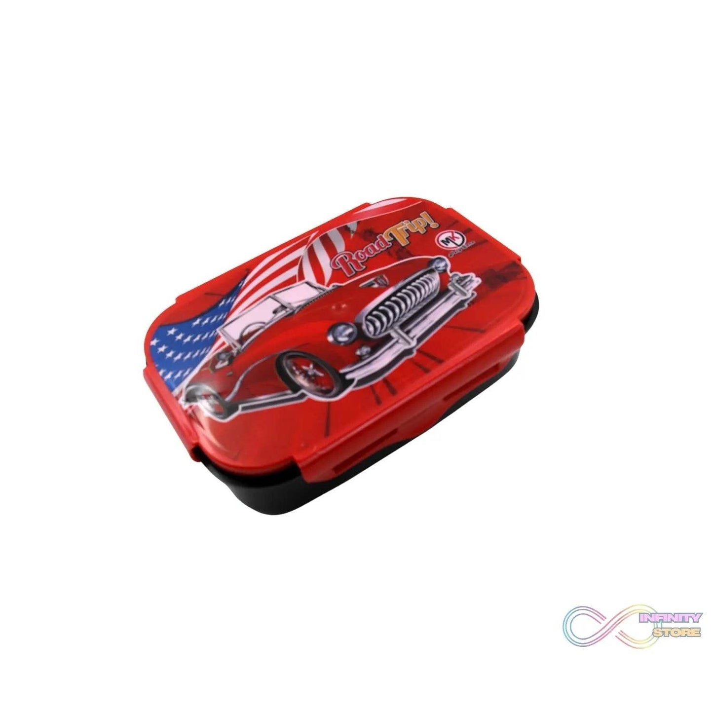 Beautiful Car Design Printed Plastic Lunch Box With Inside Small Box & Spoon for Kids, Air Tight Lunch Tiffin Box for Girls Boys, Food Container, Specially Designed for School Going Boys and Girls - infinityexculsivestore.com