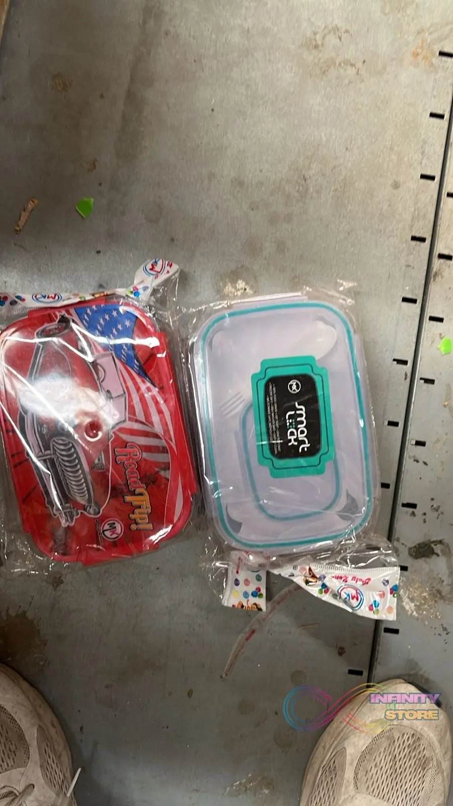 Beautiful Car Design Printed Plastic Lunch Box With Inside Small Box & Spoon for Kids, Air Tight Lunch Tiffin Box for Girls Boys, Food Container, Specially Designed for School Going Boys and Girls - infinityexculsivestore.com