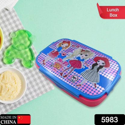 Cartoon Printed Plastic Lunch Box With Inside Small Box & Spoon for Kids, Air Tight Lunch Tiffin Box for Girls Boys, Food Container, Specially Designed for School Going Boys and Girls - infinityexculsivestore.com