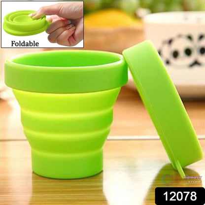 Round Silicone Foldable Glass / Cup, Foldable Travel Mug With Lid (1 Pc) - infinityexculsivestore.com