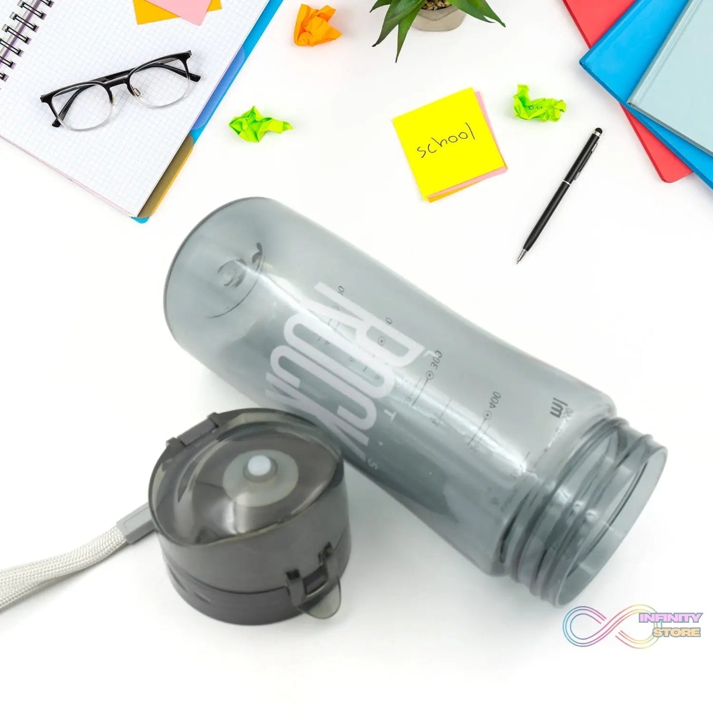 Plastic water bottle Outdoor Sport Bottle With Carry Case, leak proof BPA - free for travel cold and hot water Plastic water bottle with daily water intake for gym and children, Home, Travel, Office Use (1 pc ) - infinityexculsivestore.com