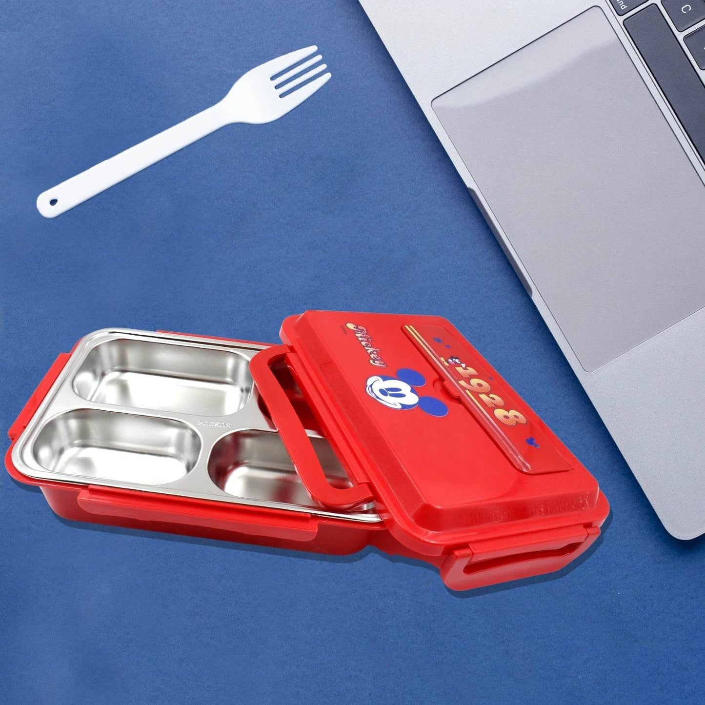 Cartoon Printed 4 Compartment Insulated Lunch Box Stainless Steel |Tiffin Box for Boys, Girls, School & Office Men for Microwave Freezer Safe Adult Children Food Container (1 Pc) - infinityexculsivestore.com