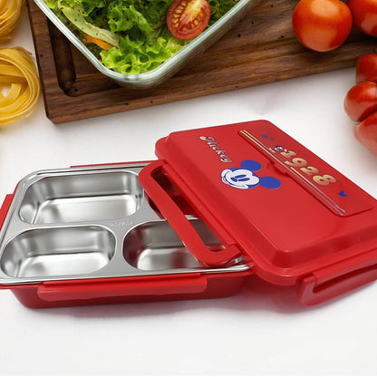 Cartoon Printed 4 Compartment Insulated Lunch Box Stainless Steel |Tiffin Box for Boys, Girls, School & Office Men for Microwave Freezer Safe Adult Children Food Container (1 Pc) - infinityexculsivestore.com