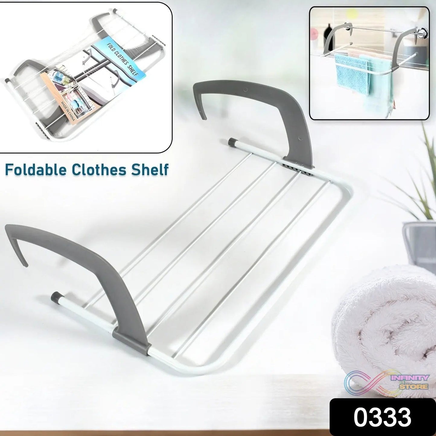 Metal Steel Folding Drying Rack for Clothes Balcony Laundry Hanger for Small Clothes Drying Hanger Metal Clothes Drying Stand, Socks and Plant Storage Holder Outdoor / Indoor Clothes - Towel Drying Rack Hanging on The Door Bathroom - infinityexculsivestore.com