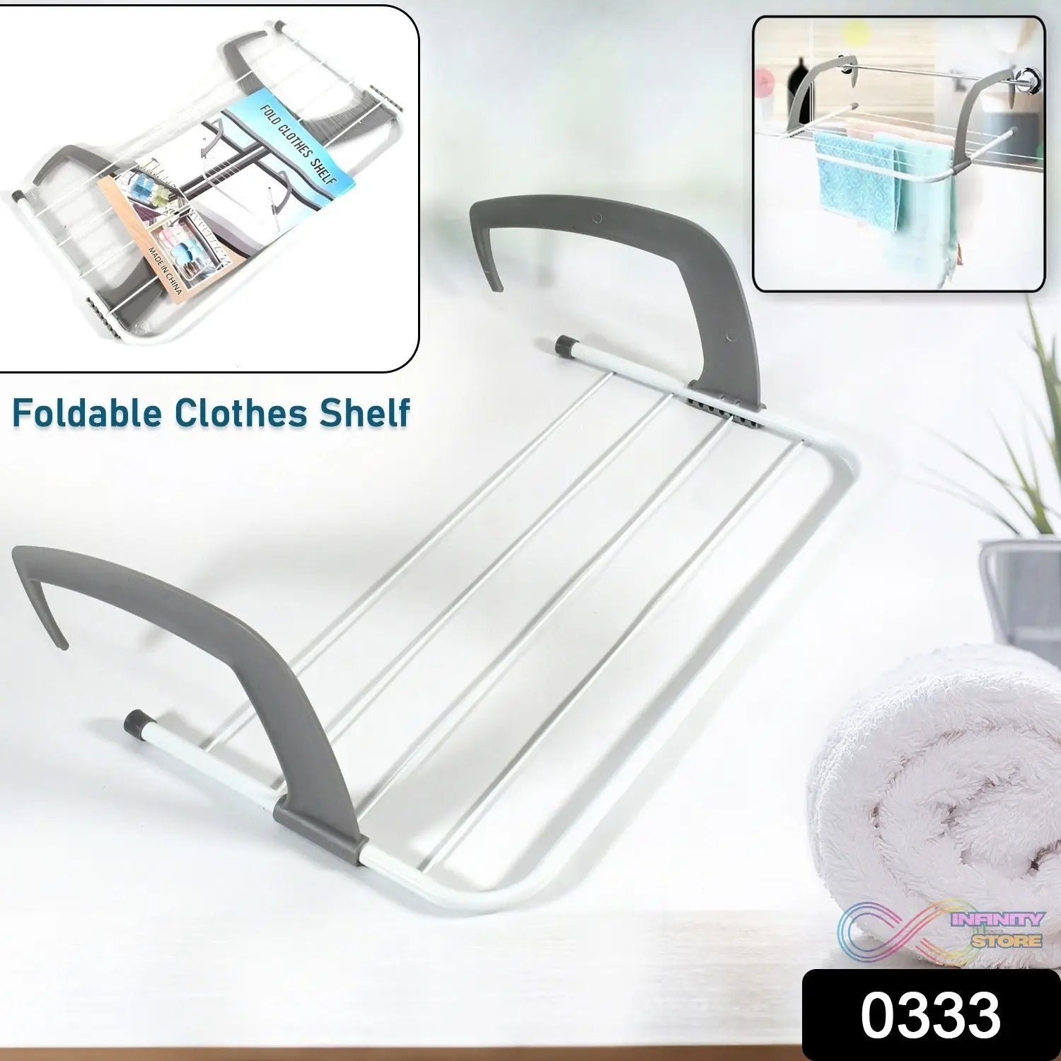 Metal Steel Folding Drying Rack for Clothes Balcony Laundry Hanger for Small Clothes Drying Hanger Metal Clothes Drying Stand, Socks and Plant Storage Holder Outdoor / Indoor Clothes - Towel Drying Rack Hanging on The Door Bathroom - infinityexculsivestore.com