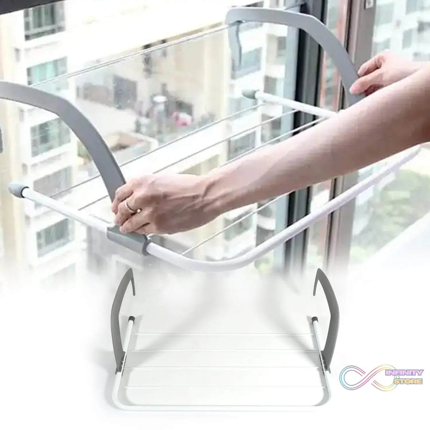 Metal Steel Folding Drying Rack for Clothes Balcony Laundry Hanger for Small Clothes Drying Hanger Metal Clothes Drying Stand, Socks and Plant Storage Holder Outdoor / Indoor Clothes - Towel Drying Rack Hanging on The Door Bathroom - infinityexculsivestore.com