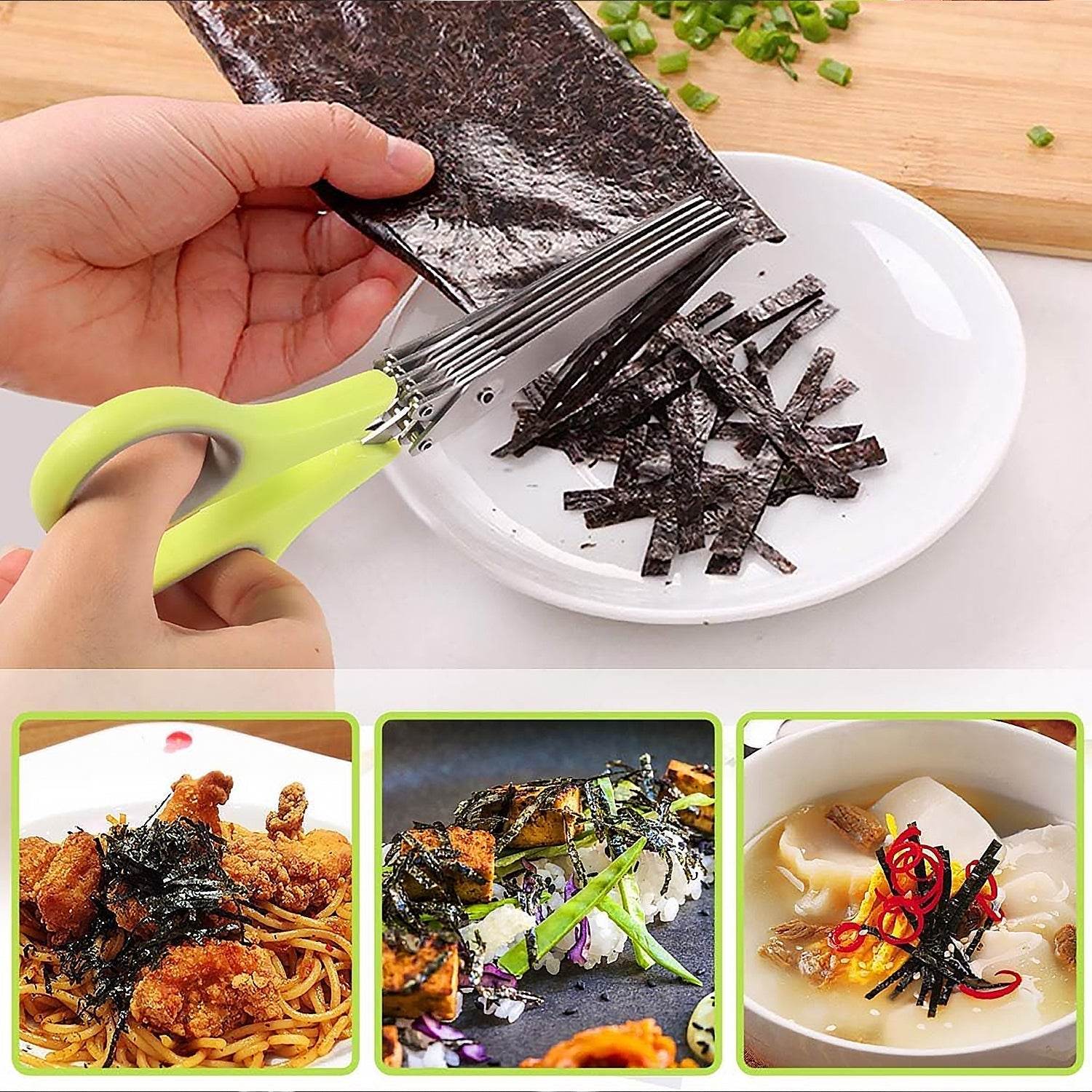 Herb Cutter Scissors 5 Blade Scissors Kitchen Multipurpose Cutting Shear with 5 Stainless Steel Blades & Safety Cover & Cleaning Comb Cilantro Scissors Sharp Shredding Shears Herb Scissors Set - infinityexculsivestore.com