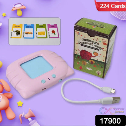 Preschool Learning Toys Flash Cards for Small Kids Educational Toys English Words Learning Machine for Kids with 224 Words, Birthday Gift for Kids Intelligent Electric Kids Language Card (1 Set) - infinityexculsivestore.com