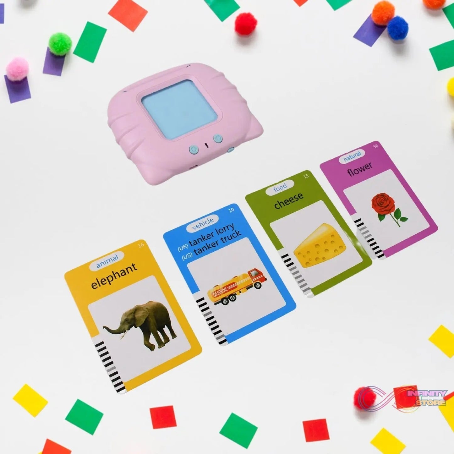 Preschool Learning Toys Flash Cards for Small Kids Educational Toys English Words Learning Machine for Kids with 224 Words, Birthday Gift for Kids Intelligent Electric Kids Language Card (1 Set) - infinityexculsivestore.com