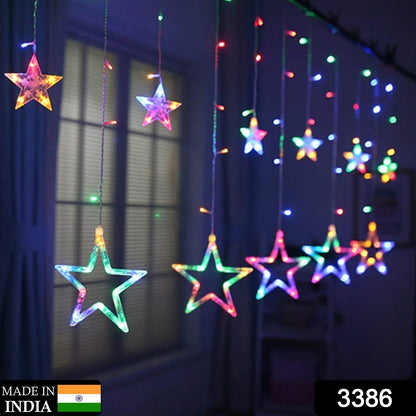 12 Stars LED Curtain String Lights with 8 Flashing Modes for Home Decoration, Diwali & Wedding LED Christmas Light Indoor and Outdoor Light ,Festival Decoration (Multicolor / With Box) - infinityexculsivestore.com