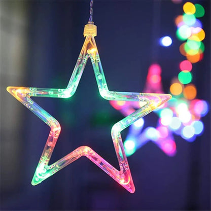 12 Stars LED Curtain String Lights with 8 Flashing Modes for Home Decoration, Diwali & Wedding LED Christmas Light Indoor and Outdoor Light ,Festival Decoration (Multicolor / With Box) - infinityexculsivestore.com